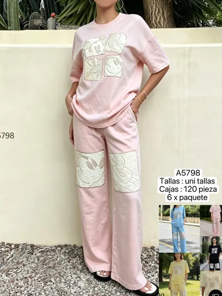 Conjunto de camiseta y pantalón con parches