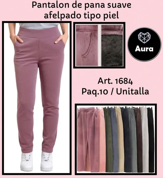 Pantalón de pana suave afelpado tipo piel