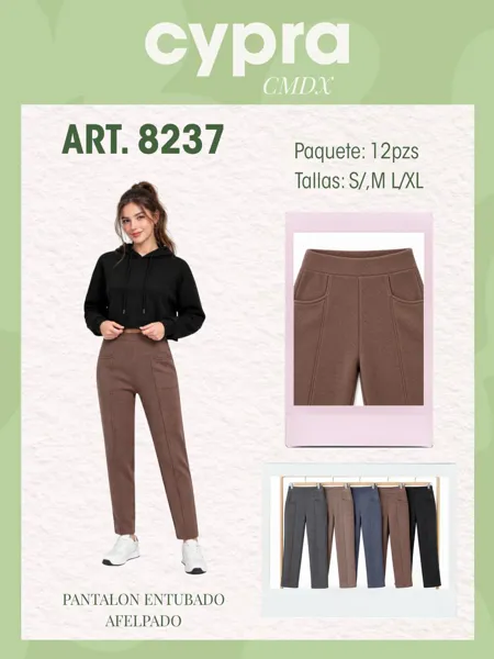 Pantalón entubado afelpado