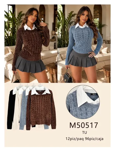 Suéter con cuello camisero