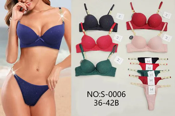 Conjunto de sostén brillante y tanga