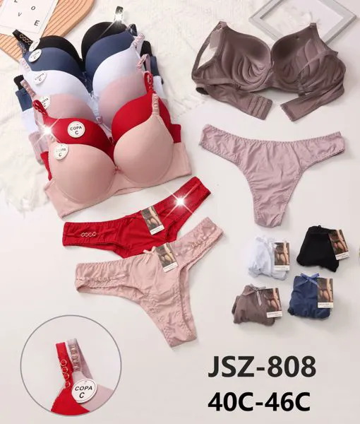 Conjunto de sostén push-up de encaje copa D