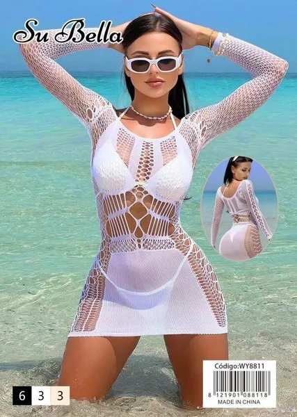 Vestido de red transparente para playa