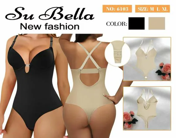 Faja body escote profundo con tanga