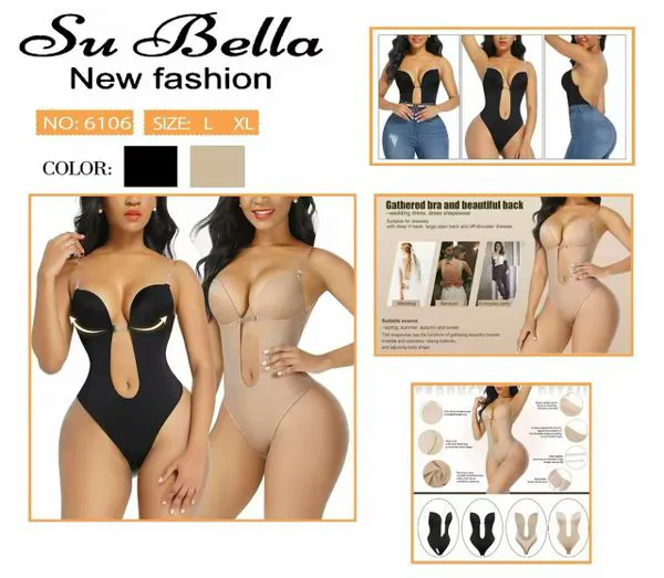 Faja body escote en V con tanga