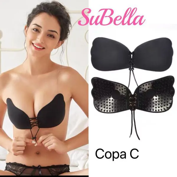 Sujetador de silicona adhesivo negro copa C