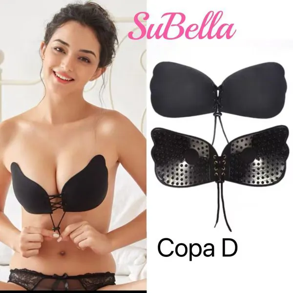 Sujetador de silicona adhesivo negro copa D