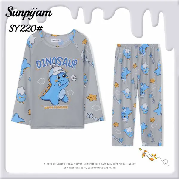 Pijama de niño con dinosaurio manga larga