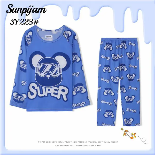 Pijama de niño oso aviador manga larga