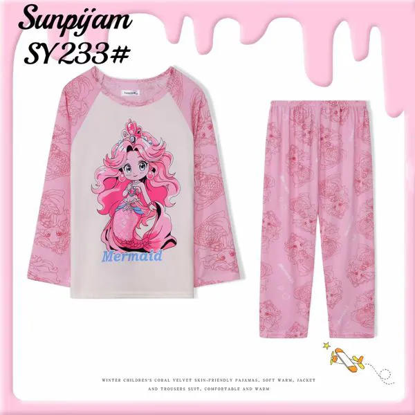 Pijama de niña de sirena manga larga
