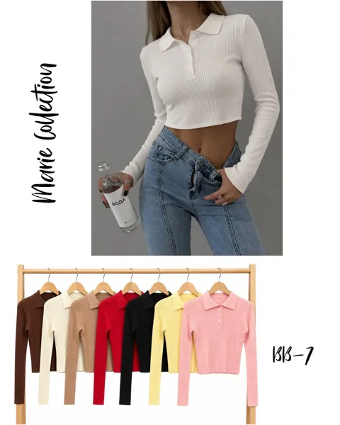 Blusa tipo polo de manga larga
