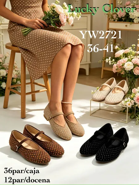 Zapatos tipo bailarina con pedrería