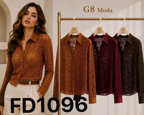 Blusa de encaje con cuello