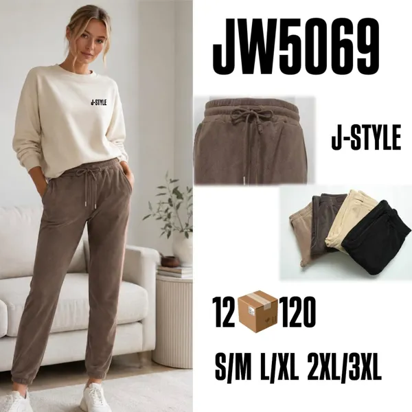 Pantalón jogger de terciopelo mujer