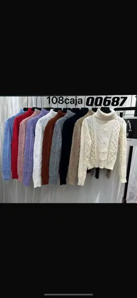 Suéter de cuello alto tejido-QQ0687