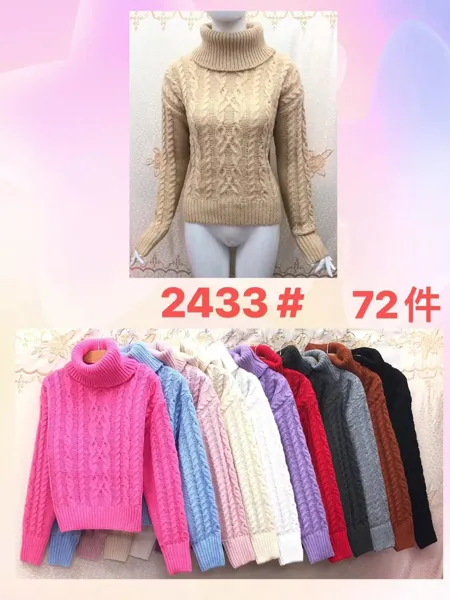 Suéter de cuello alto de punto trenzado-2433