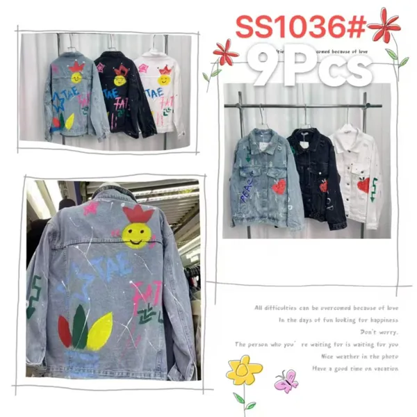 Chamarras de mezclilla con grafitis y diseños pintados-SS1036
