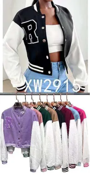 Chamarra bomber universitaria bicolor