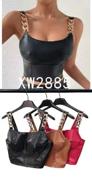 Top con tirantes de cadena-XW2885