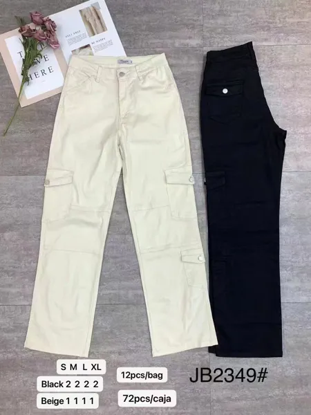 Pantalones Cargo con Bolsillos Laterales-JB2349