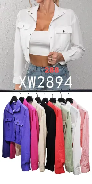 Chaqueta de manga larga con bolsillos-XW2894