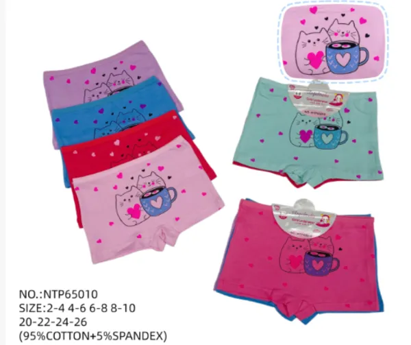 Boxer de niña estampado de gatito
