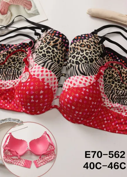 Sostén push-up estampado de corazón y animal