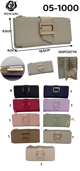 Cartera larga con broche para dama