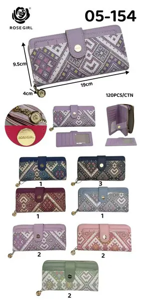 Cartera larga con estampado azteca