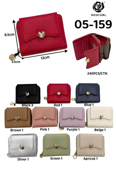 Cartera pequeña con broche de corazón