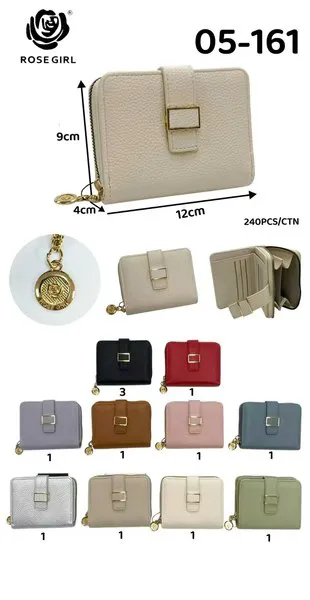 Cartera compacta con hebilla para dama