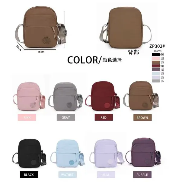 Bolsa cruzada vertical de nylon