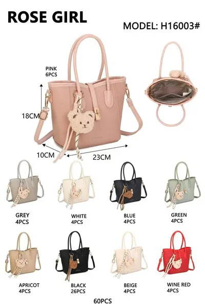 Bolsa tote pequeña con dije de oso