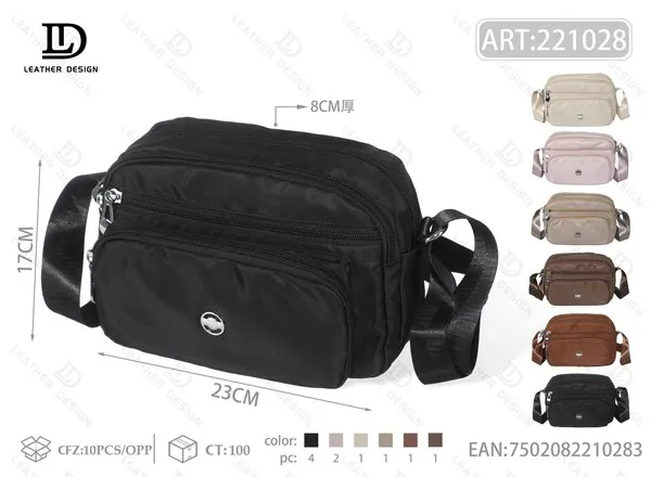 Bolsa cruzada de nailon con bolsillos
