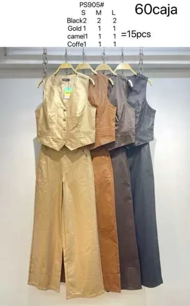 Conjunto chaleco y pantalón en varios colores, moda al mayoreo