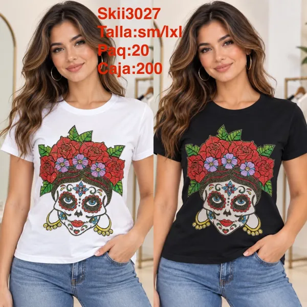 Playera con estampado de calavera