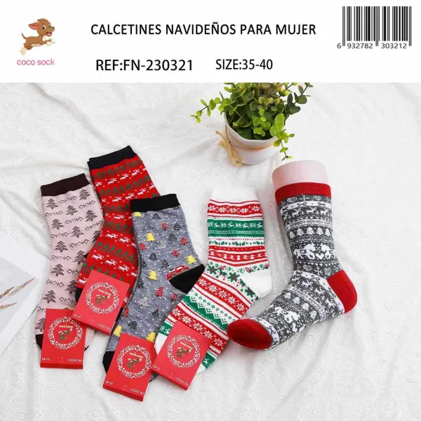Calcetines navideños tejidos para dama