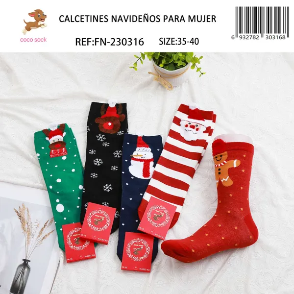 Calcetines navideños con muñeco de nieve