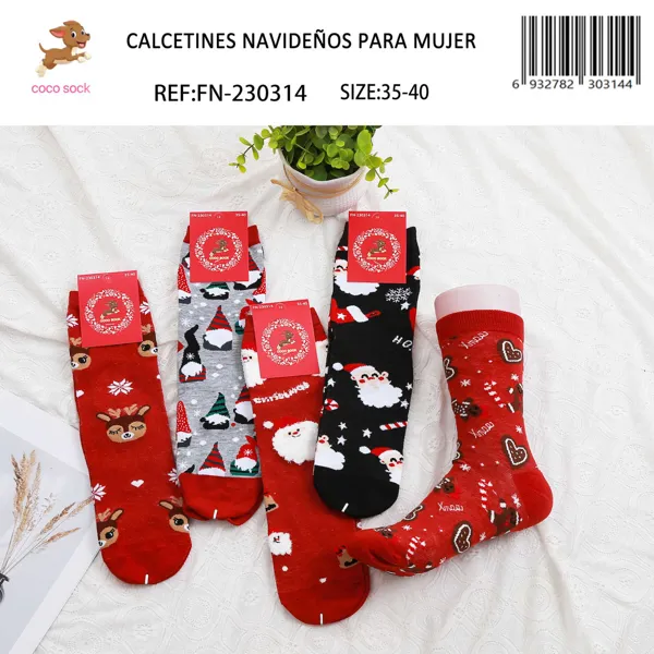 Calcetines navideños con reno y duende