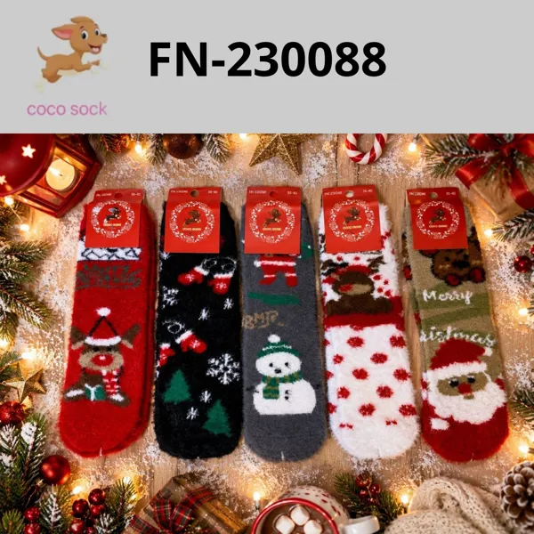 Calcetines navideños afelpados de invierno