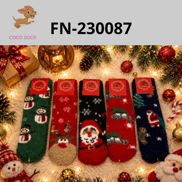 Calcetines navideños peluditos para dama