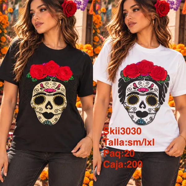 Playera con estampado de calavera