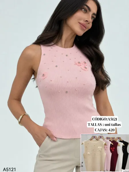 Blusa sin mangas con aplicaciones