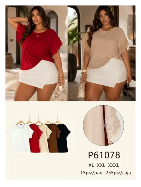 Blusa con detalle de encaje en mangas
