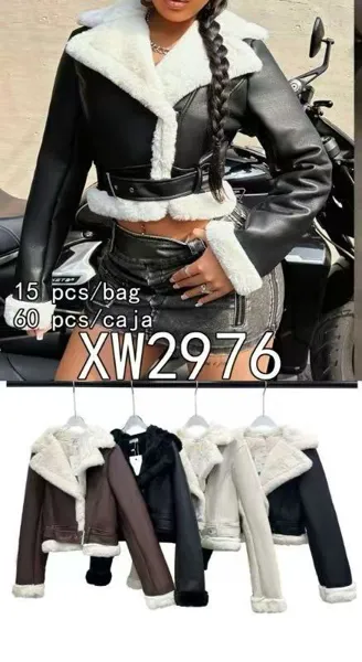 Chamarra corta afelpada-XW2976