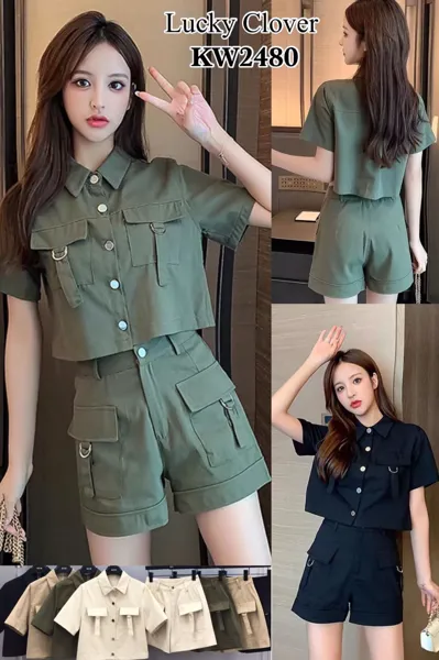 Conjunto de camisa y shorts tipo cargo