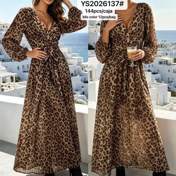 Vestido largo estampado de leopardo