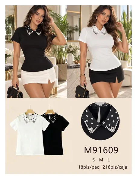Blusa con cuello decorado