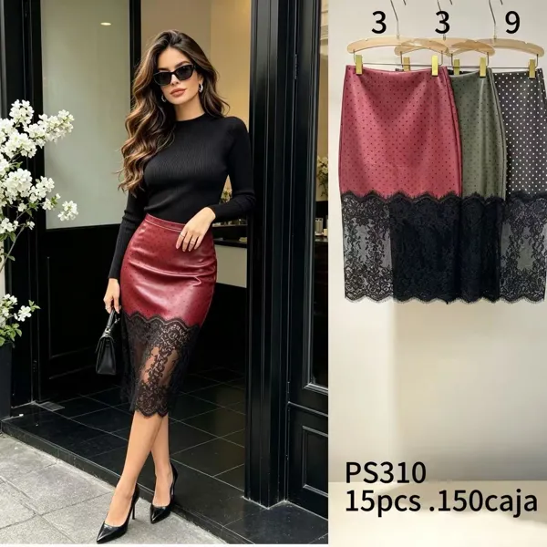 Falda midi con encaje