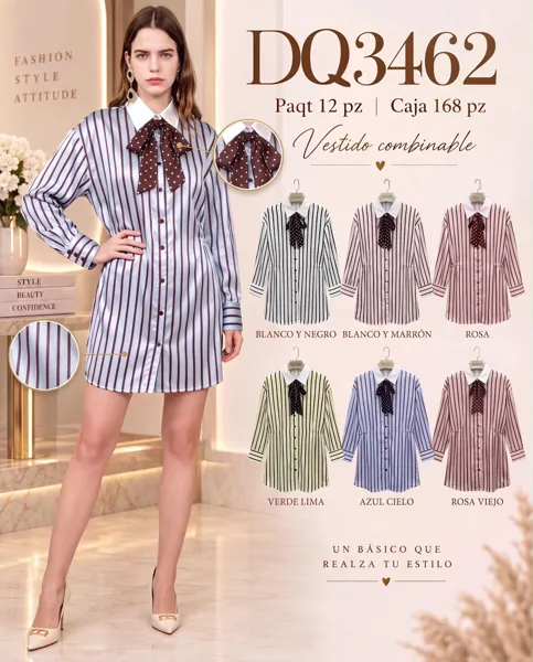 Vestido camisero de rayas